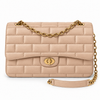 Elara Quilted Flap Bag – Light Beige — front view