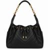 Maren Quilted Hobo Bag – Black — front view