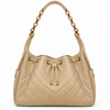 Maren Quilted Hobo Bag – Beige — front view