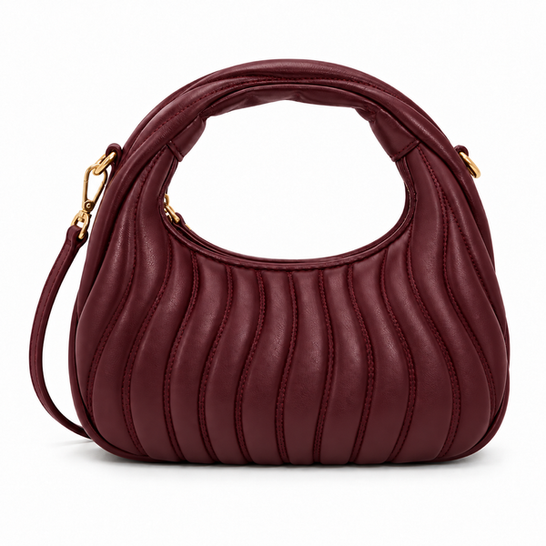 Ondine Mini Hobo Bag – Burgundy — front view