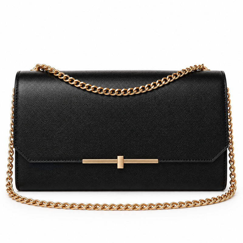 Soline Chain Bag – Black — front view