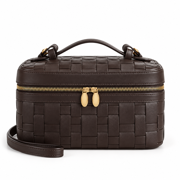 Tressa Woven Vanity Bag – Espresso — front view